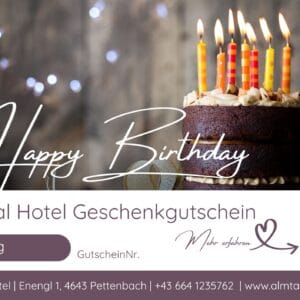 Almtal Hotel Gutschein Happy Birthday